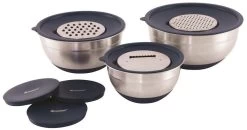 Outwell Kochschüssel-Set Mit Deckeln Und Reiben, 9-teilig, Silber