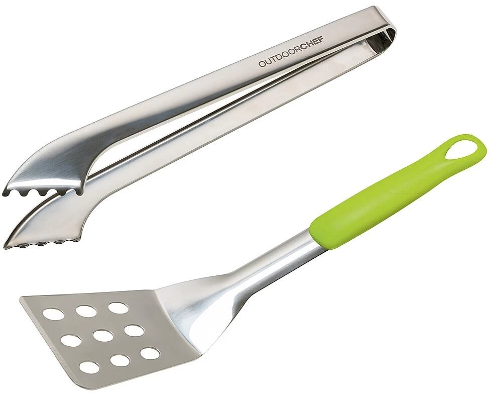 Outdoorchef Starter Besteckset, Edelstahl, Silber/grün 1 Outdoorchef Starter Besteckset, Edelstahl, Silber/grün