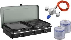 CADAC 2-Cook 3 Pro Deluxe Gaskocher Inkl. PowerPak Regler +2 Gaskartuschen, 50mbar - Camping Wagner Edition