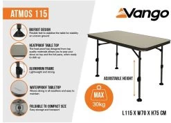 Vango Atmos 115 Campingtisch, Grau 7 Vango Atmos 115 Campingtisch, Grau -Campingausrüstung Geschäft 116868 0 3