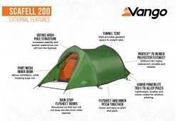 Vango Scafell 200 Tunnelzelt, 2-Personen -Campingausrüstung Geschäft 116898 0 4
