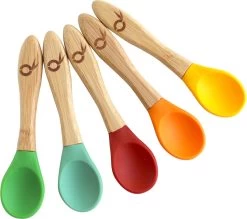 Pandoo Kinderlöffel Bambus & Silikon, 5er Set