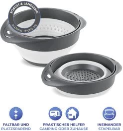 Maximex 2-in-1 Schüssel Und Sieb-Set, 3L, Grau/weiß -Campingausrüstung Geschäft 124608 0 5