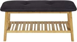 Wenko Ecori Schuhbank Mit Sitzpolster, Bambus, Schwarz