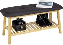 Wenko Ecori Schuhbank Mit Sitzpolster, Bambus, Schwarz -Campingausrüstung Geschäft 125587 0 3