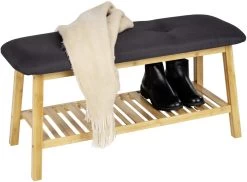 Wenko Ecori Schuhbank Mit Sitzpolster, Bambus, Schwarz -Campingausrüstung Geschäft 125587 0 4