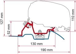 Fiamma F65/F80 Adapter Für Mercedes Sprinter / VW Crafter Ab Bj. 2006 Mit Roof Rail