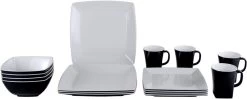 Gimex Quadrato Black And White Geschirr-Set, 16-teilig