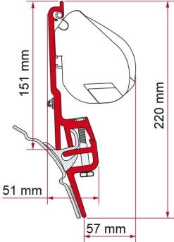 Fiamma F35/F45 Adapter Für VW T4 Brandrup / Reimo Multirail