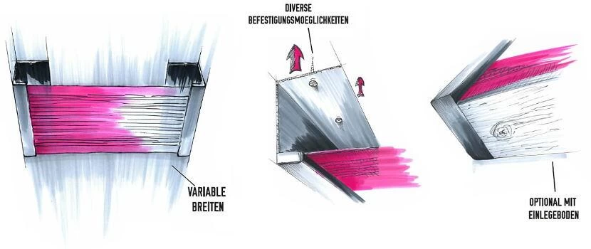 KiiPER Boxx Mit Netz 60x25x10 Cm, Schwarz-liniert 2 KiiPER Boxx Mit Netz 60x25x10 Cm, Schwarz-liniert – Bild 2
