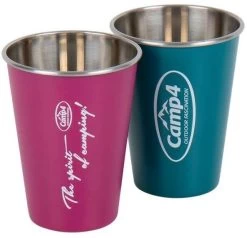 Camp4 YOUNG Edelstahlbecher, 2er Set, 450ml, Beere & Petrol