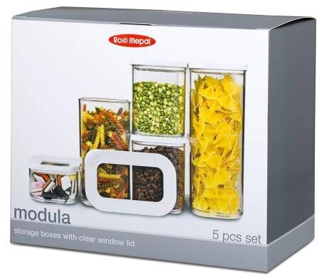 Mepal Modula Vorratsdosen-Set, 5-teilig, Weiß 2 Mepal Modula Vorratsdosen-Set, 5-teilig, Weiß – Bild 2