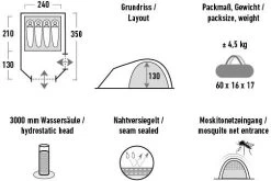 High Peak Kira 4.0 Kuppelzelt, 4-Personen, 350x240cm, Grau -Campingausrüstung Geschäft 67535 6