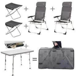 Crespo Valencia Stuhl- Und Tischset, Ungepolstert, Mit Fußauflage, Anthrazit