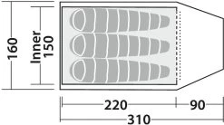Robens Tor 3 Kuppelzelt, 3-Personen, 310x160cm, Rot -Campingausrüstung Geschäft 72494 11