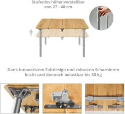 KingCamp Bamboo Beistelltisch XS, Silber, 60x40cm 10 KingCamp Bamboo Beistelltisch XS, Silber, 60x40cm -Campingausrüstung Geschäft 76988 2
