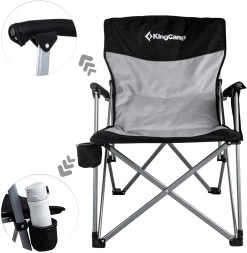 KingCamp Faltbarer Campingstuhl Mit Seitentasche, Schwarz/grau -Campingausrüstung Geschäft 77001 4