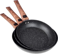 Gimex Black Line Pfannenset, Holzdekor Mit Induktion, 3-teilig