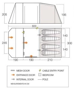 Vango Joro 450 Tunnelzelt, 4-Personen, 600x300cm, Blau -Campingausrüstung Geschäft 84239 12