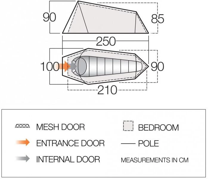 Vango Soul 100 Tunnelzelt, 1-Person, 250x100cm, Grün 8 Vango Soul 100 Tunnelzelt, 1-Person, 250x100cm, Grün – Bild 8