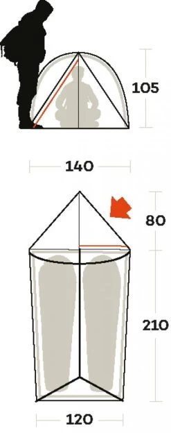 Ferrino MANASLU Tunnelzelt, 2-Personen, 290x120cm, Orange -Campingausrüstung Geschäft 94520 0 3