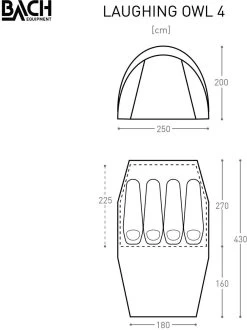 Bach Laughing Owl 4 Tunnelzelt, 4-Personen, 430x250cm, Grün -Campingausrüstung Geschäft 95173 0 3