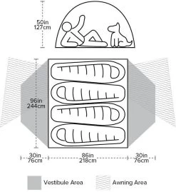Big Agnes Copper Spur HV UL4 Geodätzelt, 4-Personen, 218x244cm, Orange -Campingausrüstung Geschäft 95667 0 9