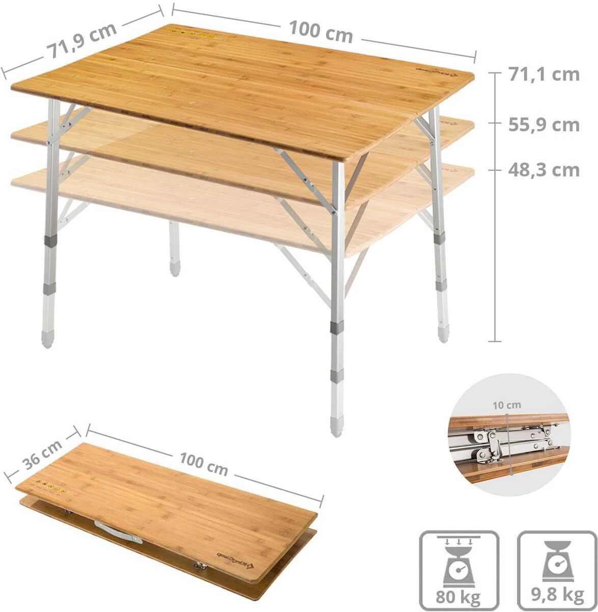 KingCamp Bamboo Family Campingtisch, 100x72cm 2 KingCamp Bamboo Family Campingtisch, 100x72cm – Bild 2