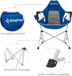 KingCamp Orchid Rocking Faltstuhl, Blau, 68x58x120cm -Campingausrüstung Geschäft 96192 0 3
