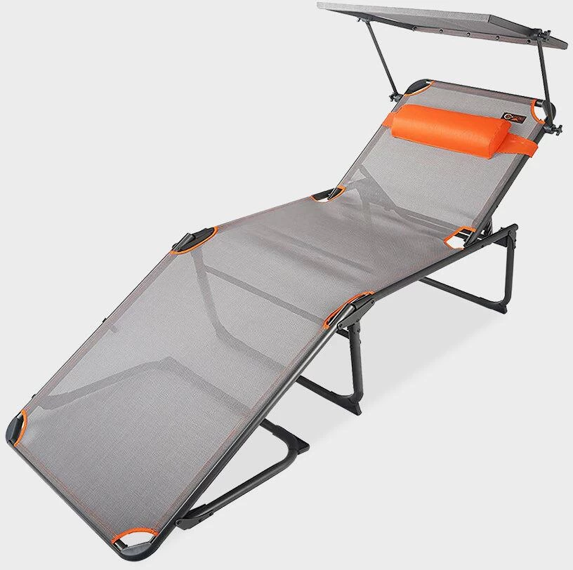 Portal Outdoor Kevin XXL Campingliege, Grau/orange 3 Portal Outdoor Kevin XXL Campingliege, Grau/orange – Bild 3