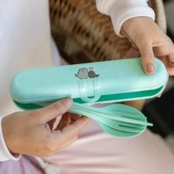 Koziol Kozio Klikk Ready Etui + Besteckset, 3-teilig, Pusheen Hi -Campingausrüstung Geschäft 9993 2